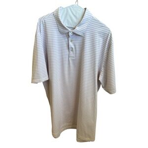Peter Millar White and pink Striped Polo Shirt